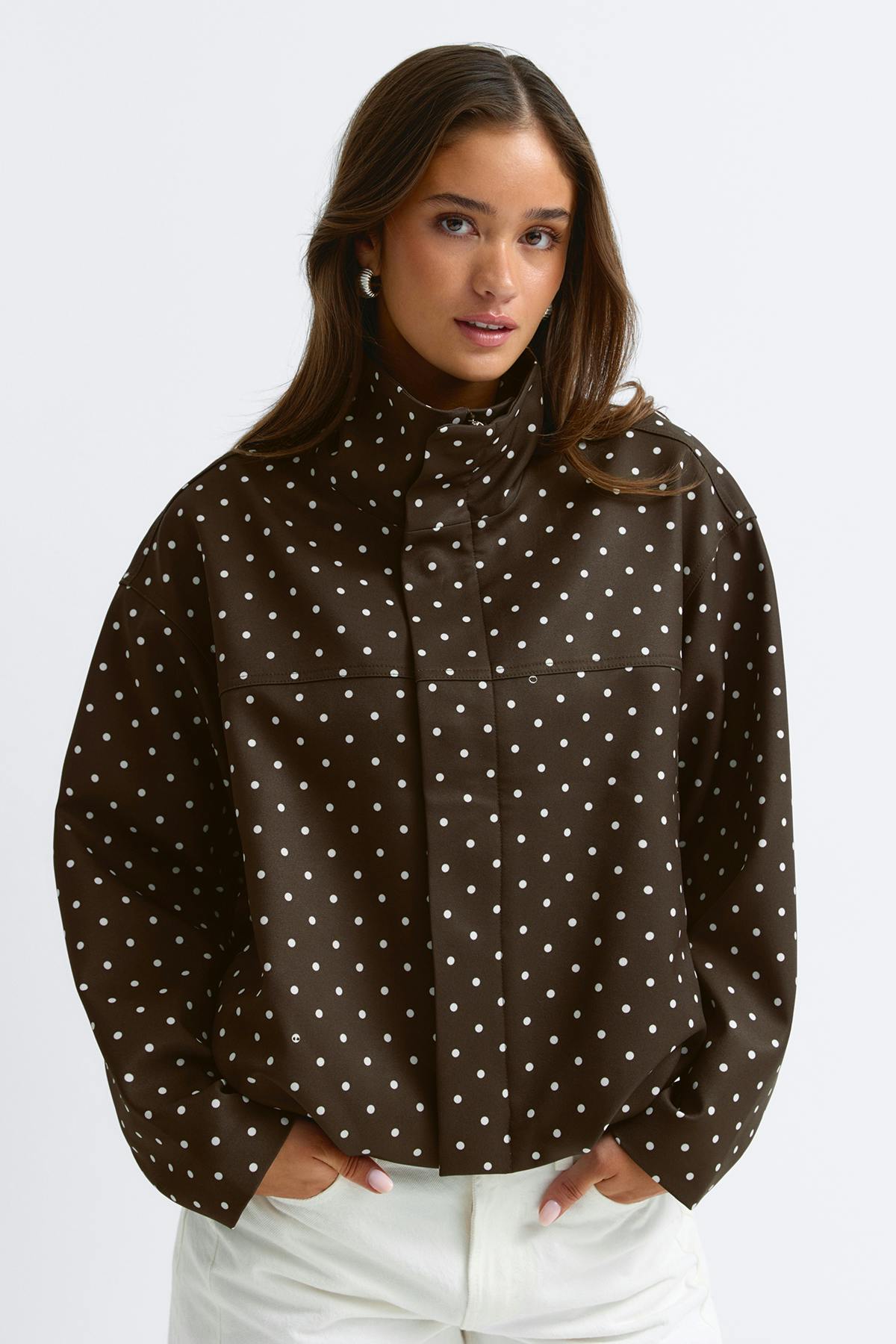 LUMARYA - Chaqueta de cuello alto con lunares