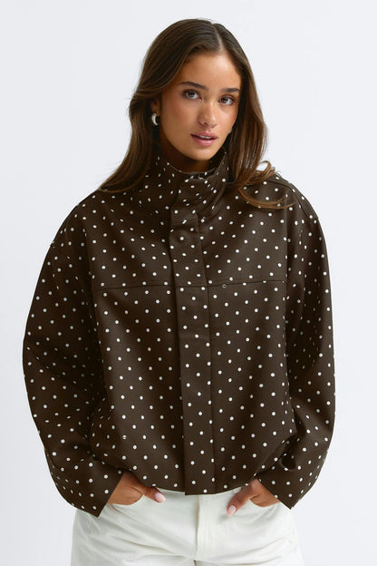 LUMARYA - Chaqueta de cuello alto con lunares
