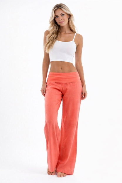 LUMARYA - Coral foldover trousers