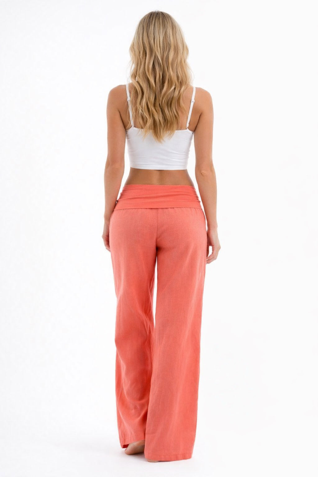 LUMARYA - Coral foldover trousers