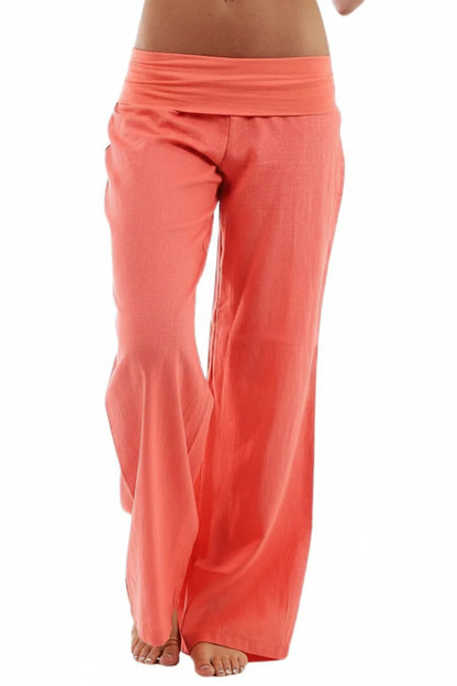 LUMARYA - Coral foldover trousers